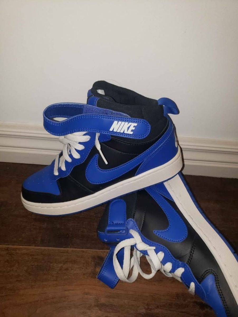 Nike Court Borough Mid 2 High Top Sneakers - Blue/Black, Youth Size 5Y