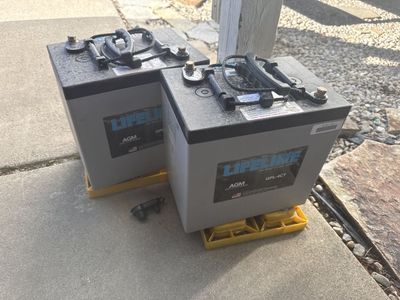 Two Used- Lifeline 220Ah 6V AGM Deep Cycle Battery GPL-4CT