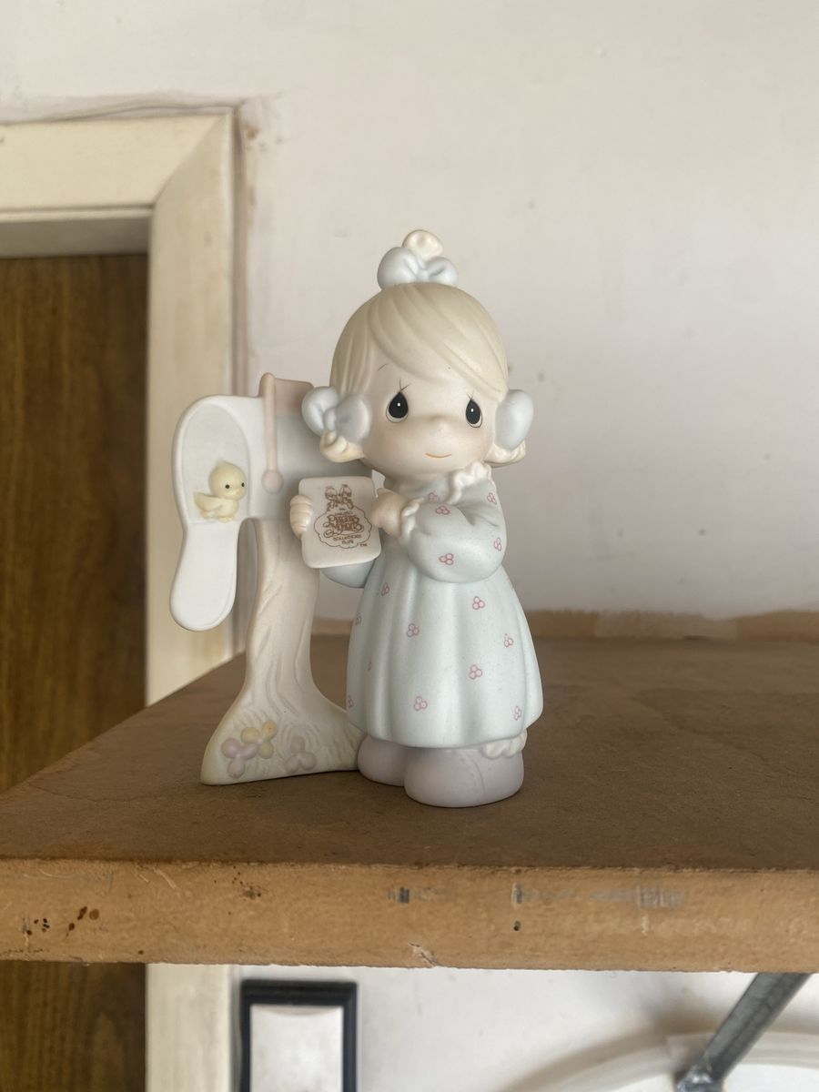 Precious Moments Figurine Girl by Mailbox Ceramic Collectible