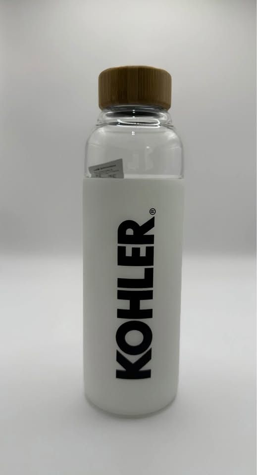 H2GO Glass Water Bottle 18oz - Kohler Branded (White)