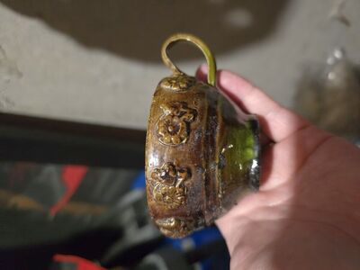 ENGLISH MAJOLICA Green Brown Floral Daisy Pattern