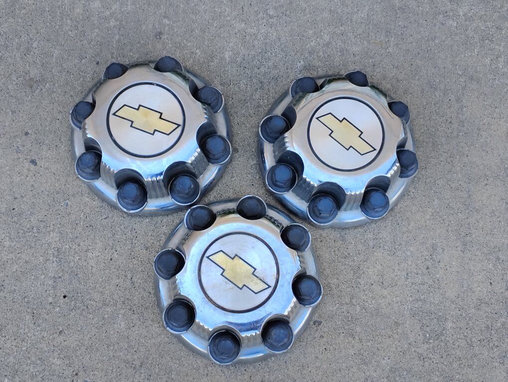 2 OEM Chevy Truck Wheel Covers Hub Caps 8" diameter 3/4 Ton Axel
