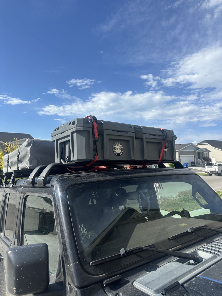 OVS 117qt weather sealed box with jeep JL rhino rack bras