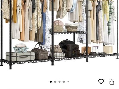 (2) Raybee Heavy Duty Clothes Rack, Black Wire Garment Organizer, 56" W x 16" D x 75.5" H