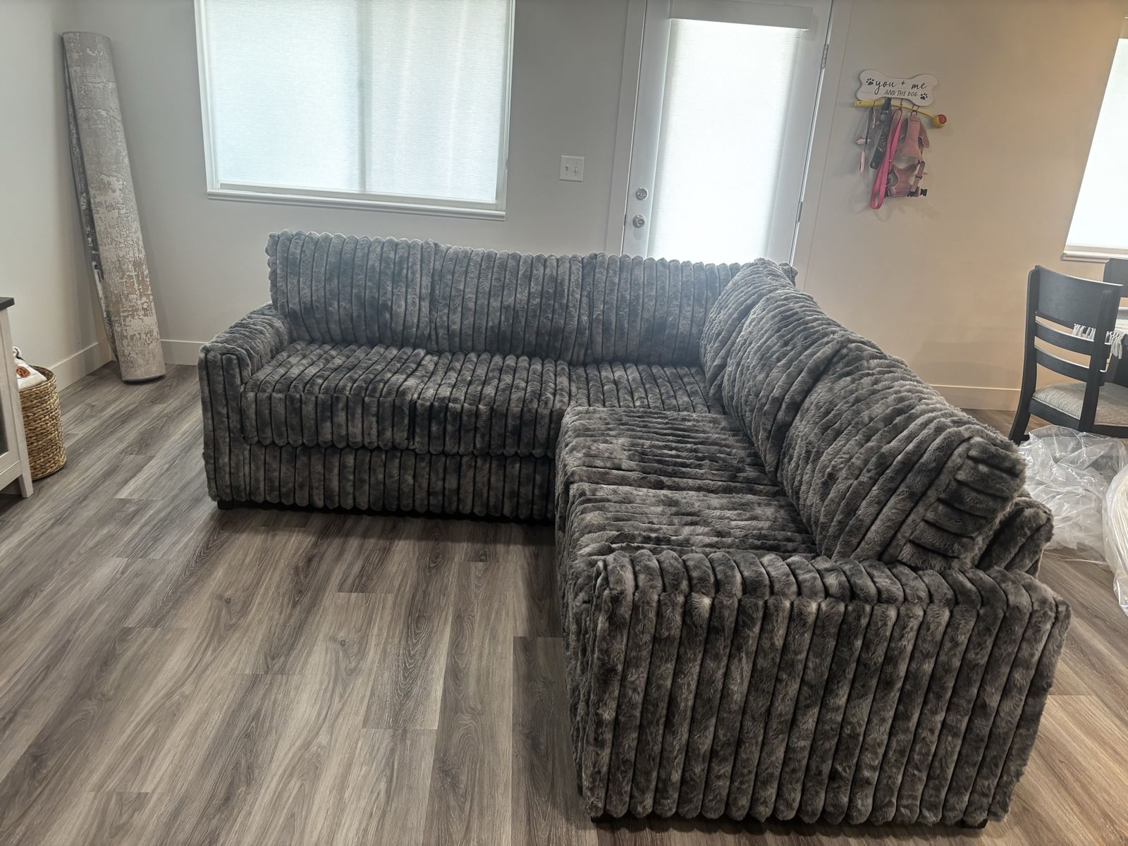 Charcoal minky sectional
