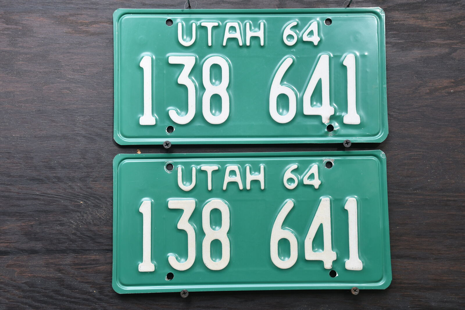 Utah License plate Truck Pair 1964 All Original 138 641