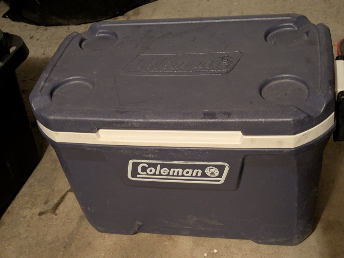 Coleman Blue Hard-Sided Chest Ice Cooler with Side Handles and Drain Plug