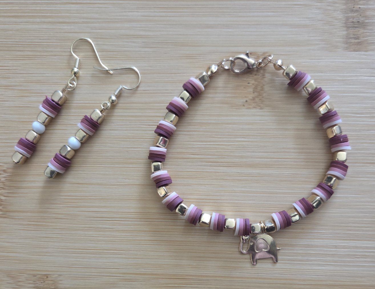Handmade matching bracelet earring set