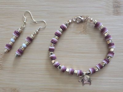 Handmade matching bracelet earring set