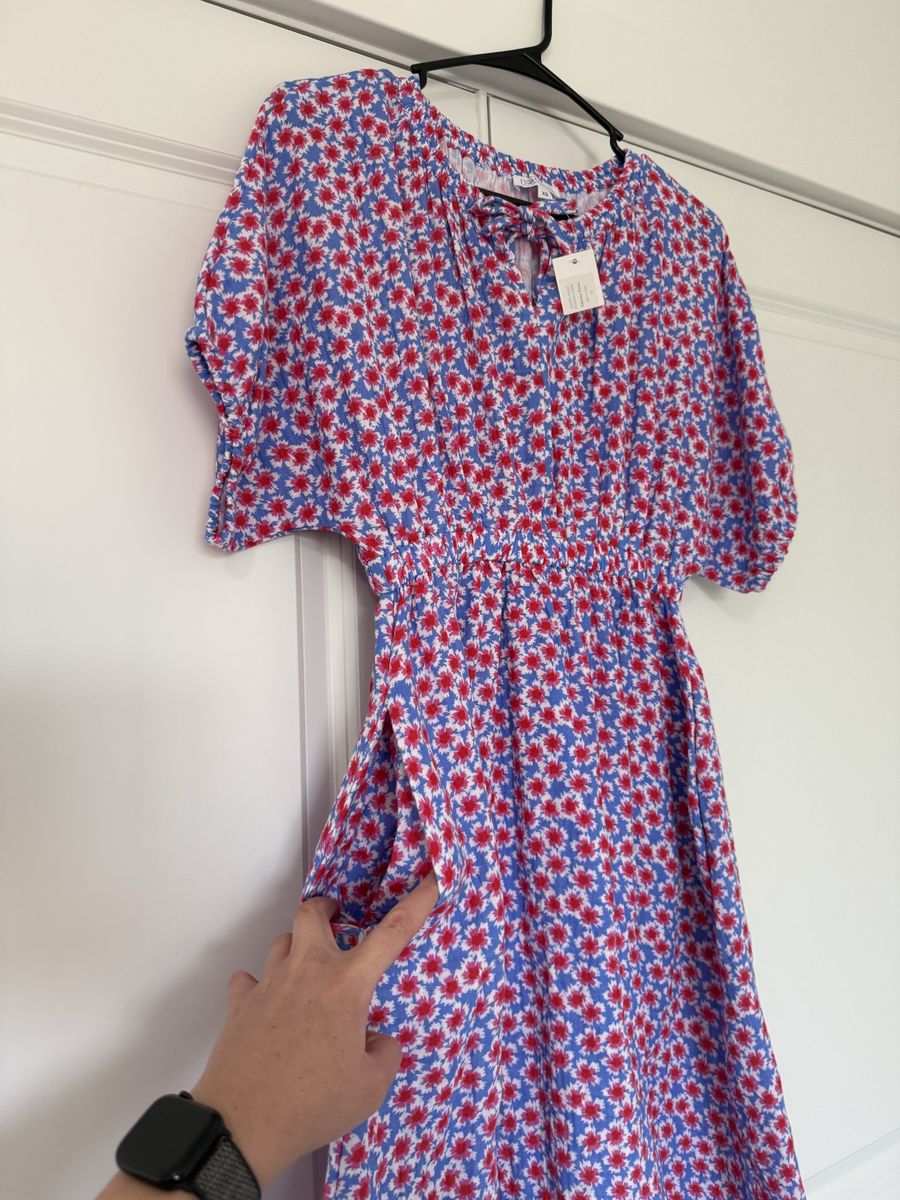 Red White & Blue Flowered Dress flexible