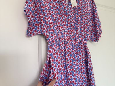 Red White & Blue Flowered Dress flexible