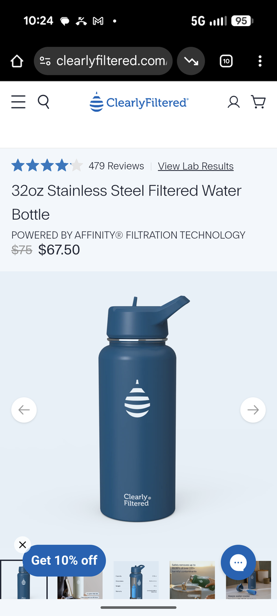 Clearly Filtered Water Bottle and Fridge Filter