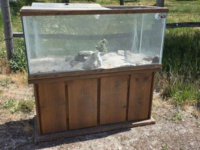 Large Glass Terrarium / Aquarium with Wooden Stand - 48"L x 18"W x 21"H