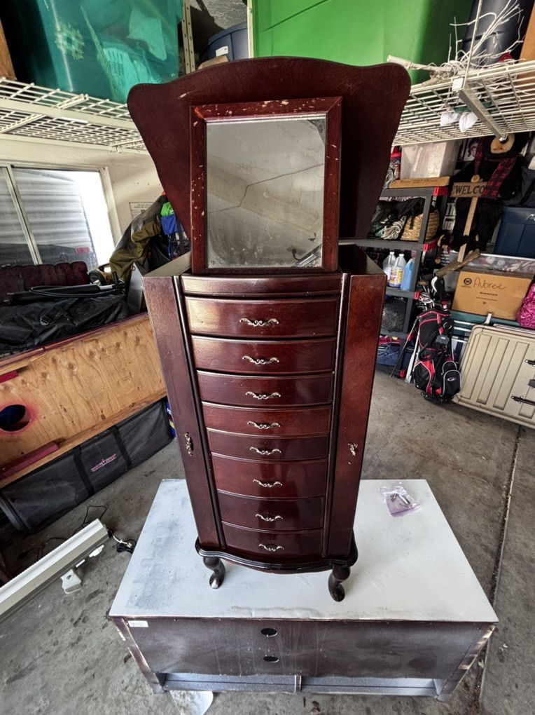 Wood Jewlery Armoire and Vanity Storage