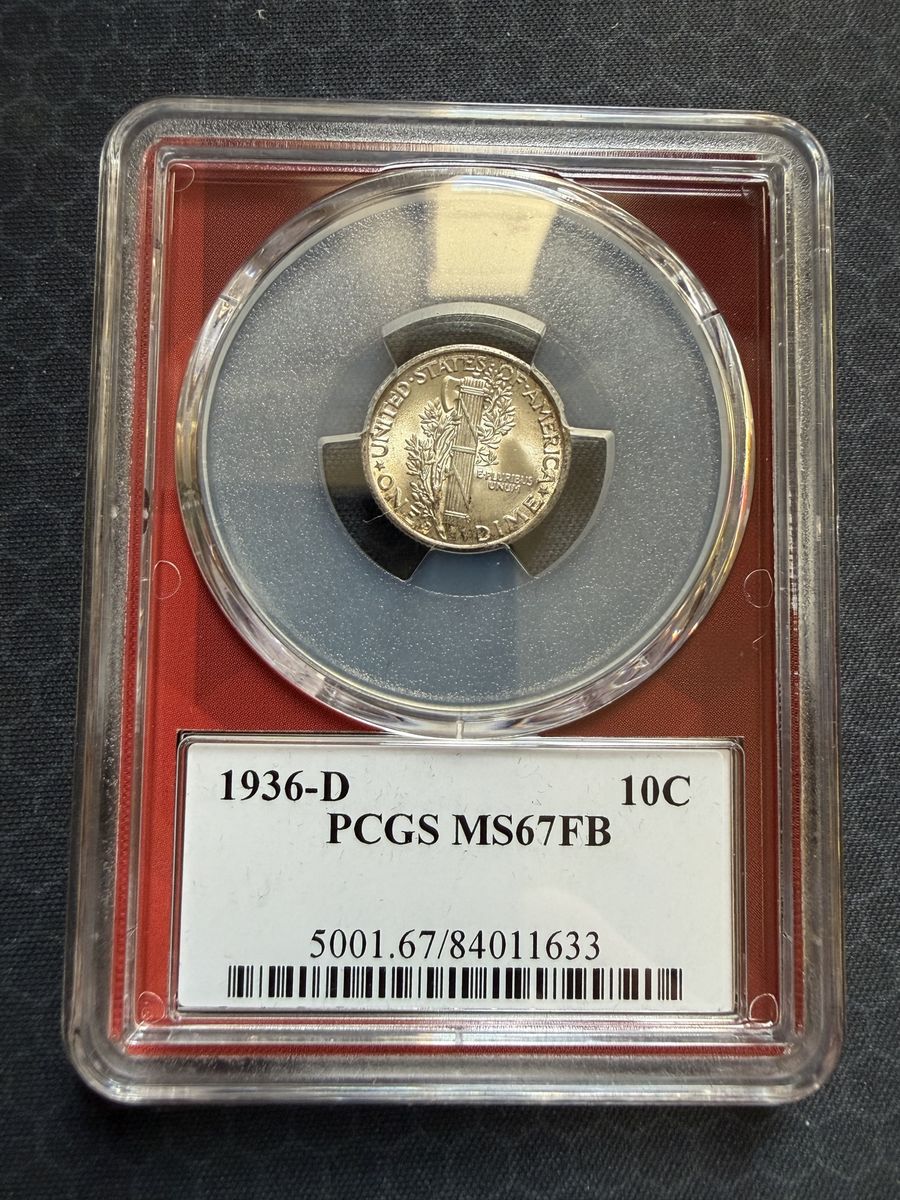 1936-D Mercury Dime PCGS MS67FB Graded Silver Coin