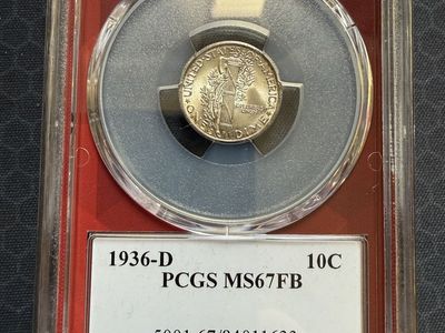1936-D Mercury Dime PCGS MS67FB Graded Silver Coin