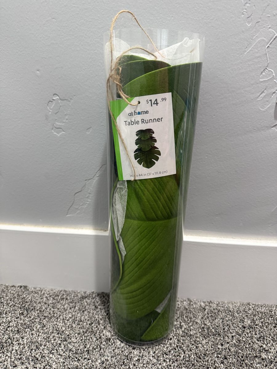 At Home Green Leaf Monstera Table Runner 14.6 x 44 in New