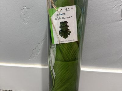 At Home Green Leaf Monstera Table Runner 14.6 x 44 in New