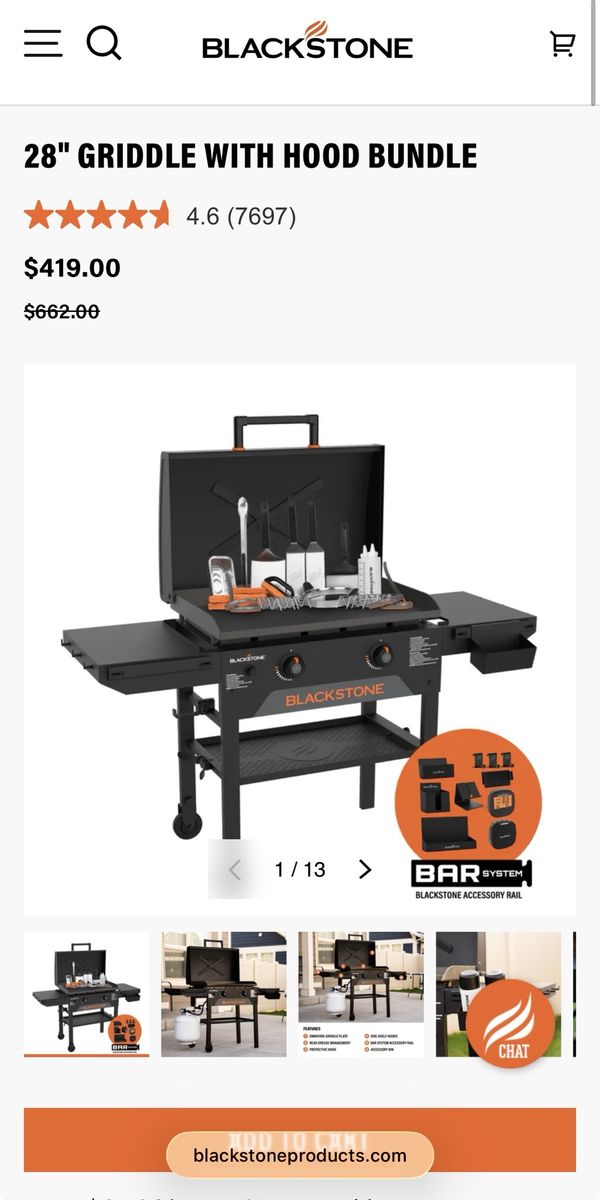 28’ Blackstone Griddle w/ Hood and Accessory Rail