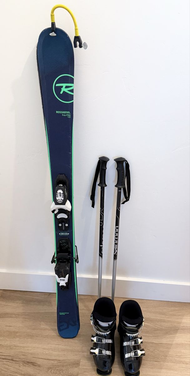 Rossignol EXP PRO 122 Skis with Bindings, Salomon Poles, & Ski Boots - Youth Set