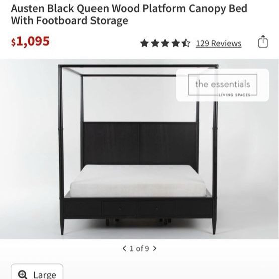 Living Spaces Austen Queen Canopy Bed with Storage