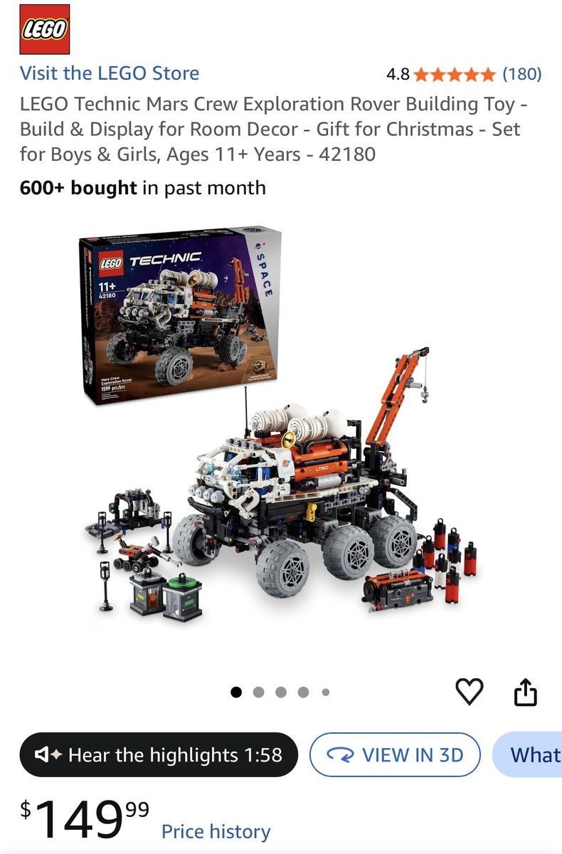 LEGO Technic 42180 Mars Crew Exploration Rover - Complete Set, Built