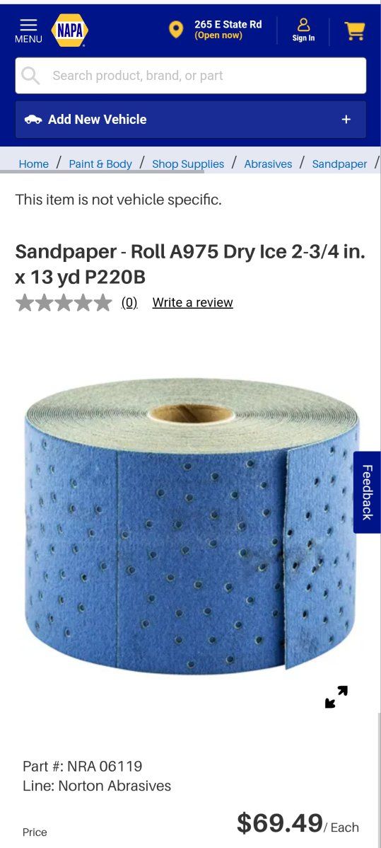 NEW- Norton Multiair Cyclonic Dryice Norgrip Sandpaper Rolls P220 2-3/4" x 13 YDS
