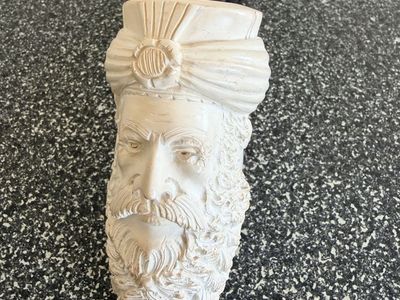 Intricately Hand-carved Sultan Figure from Turkish Meerschaum Pipe