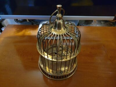 Vintage 60s 70s Brass Antique Mid Century Bird Cag