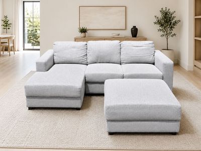 WILLING TO NEGOTIATE! Spacious Light Gray Sectional Sofa with Reversible Chaise & Ottoman