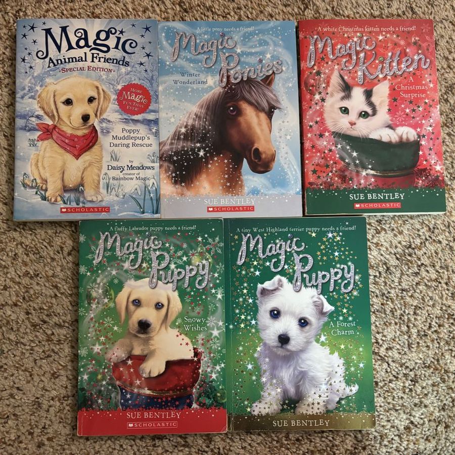 Set of 5 Sue Bentley Magic Animal Friends, Puppies, Ponies, & Kittens Books