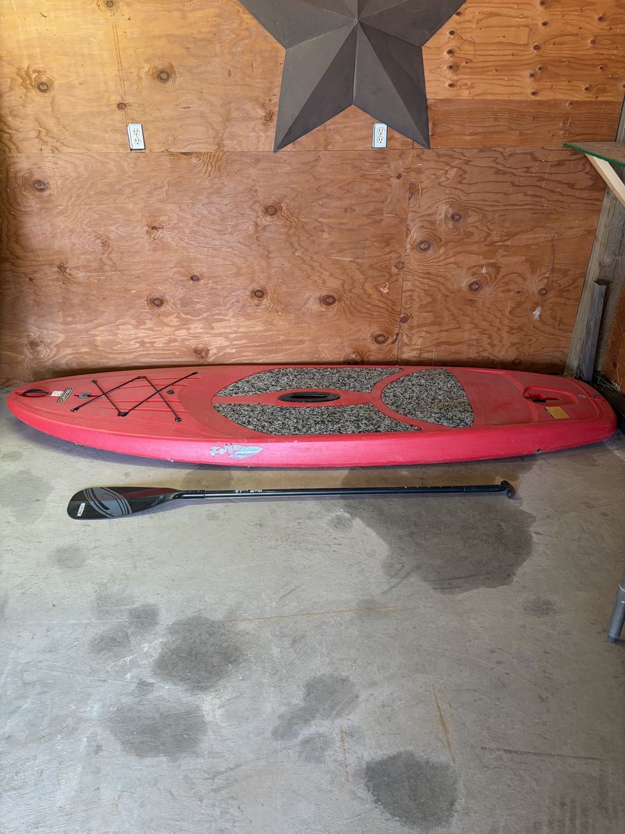 Red Stand Up Paddleboard with Paddle - Good Condition