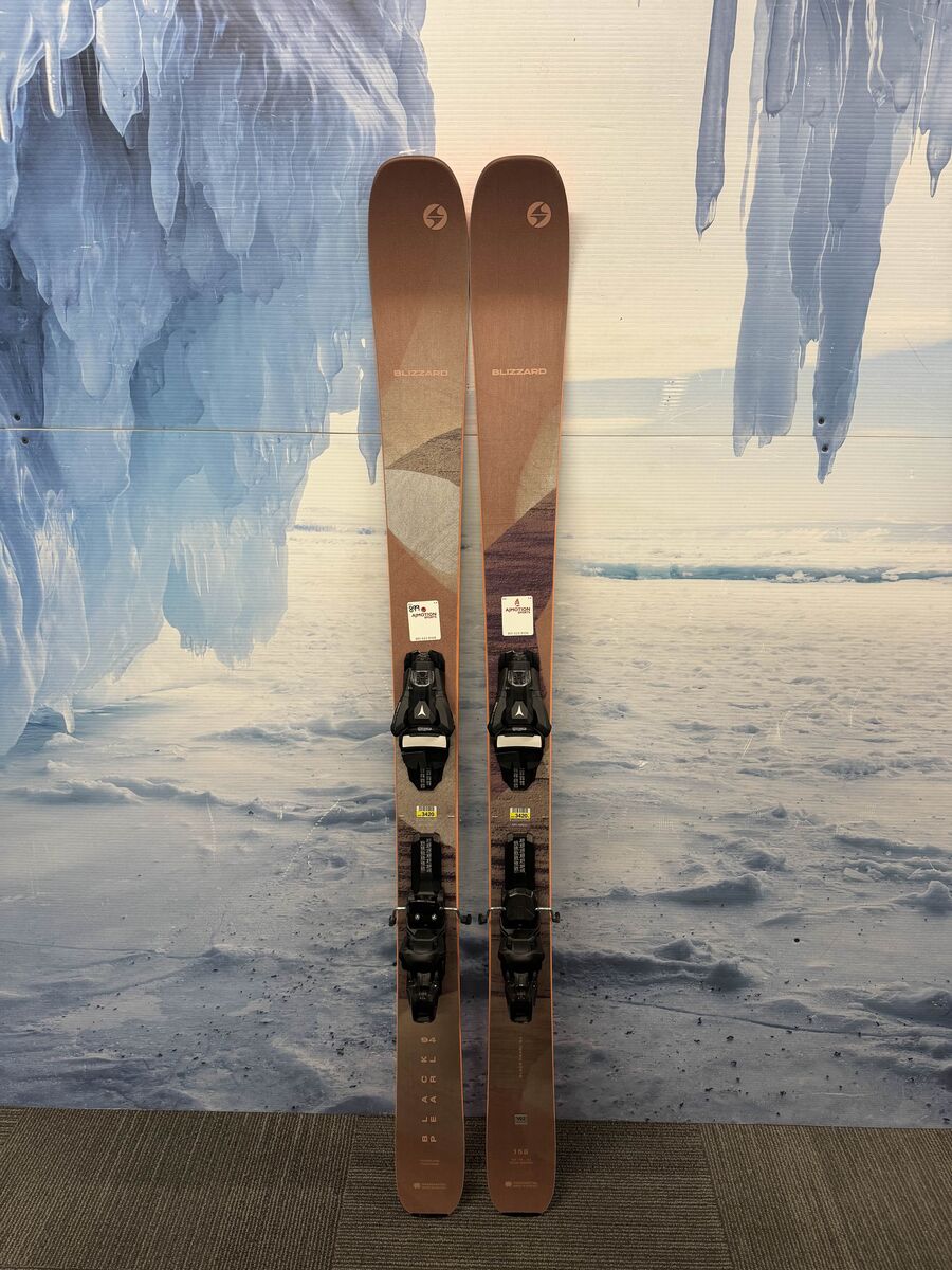 Lightly Used Blizzard Black Pearl 94 158cm Skis w/ Atomic Strive 11 Demo Bindings