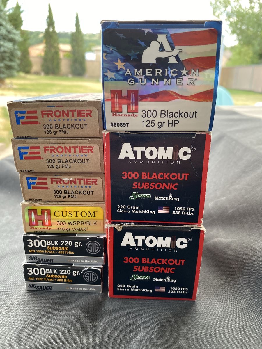 .300 Blackout Ammunition - Hornady, Atom C, Frontier, Sig Sauer - Various Grains & Types