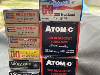 .300 Blackout Ammunition - Hornady, Atom C, Frontier, Sig Sauer - Various Grains & Types