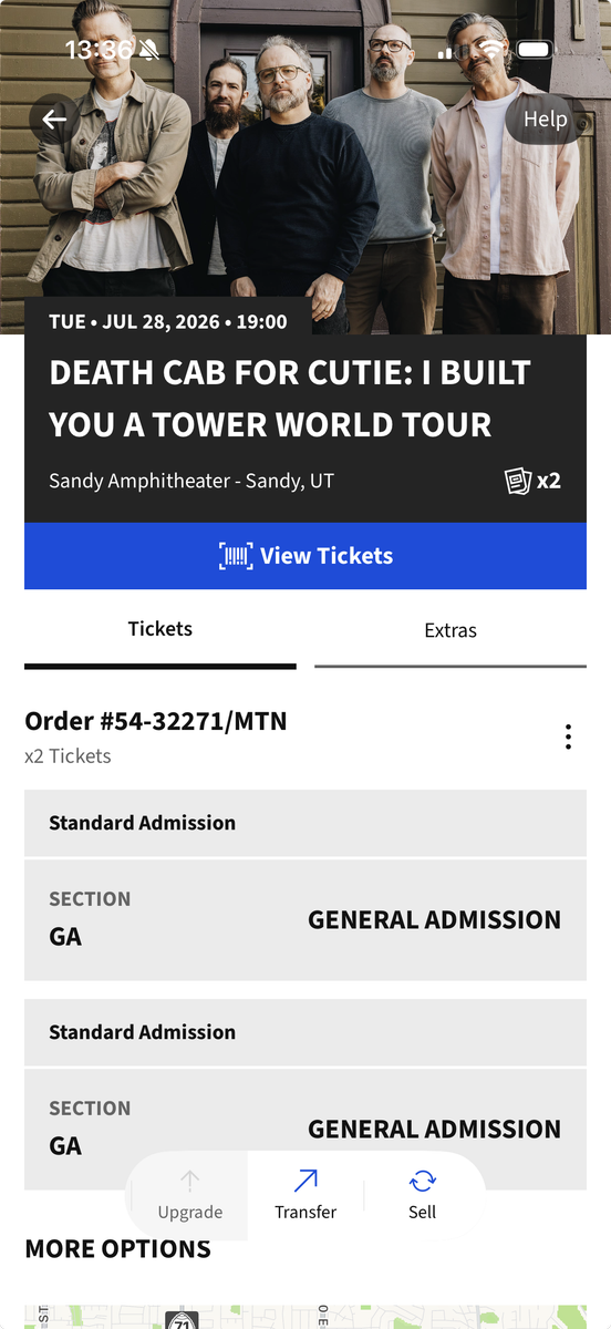 2 Death Cab for Cutie lawn tickets for TONIGHT! July 28th