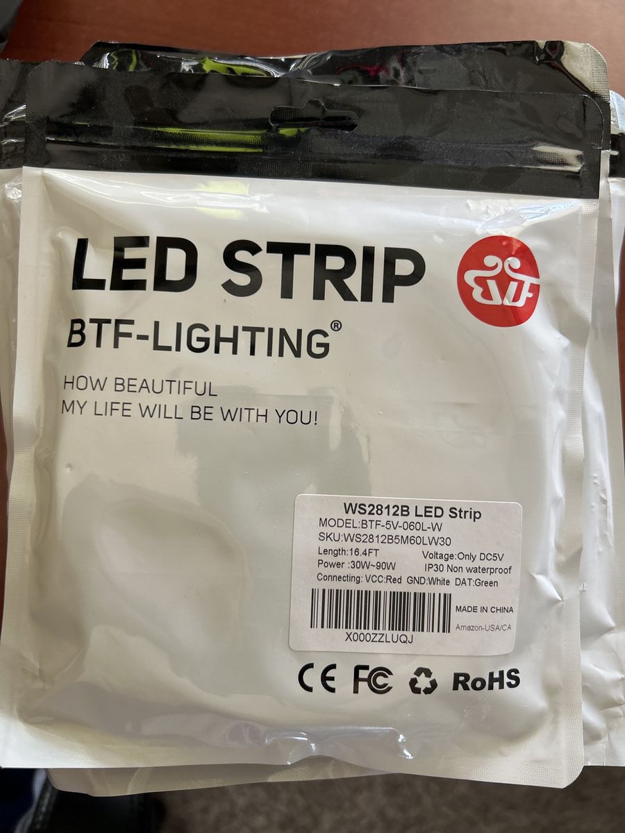 BTF-Lighting WS2812B Addressable LED Strip Light 16.4FT DC5V IP30