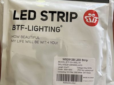 BTF-Lighting WS2812B Addressable LED Strip Light 16.4FT DC5V IP30