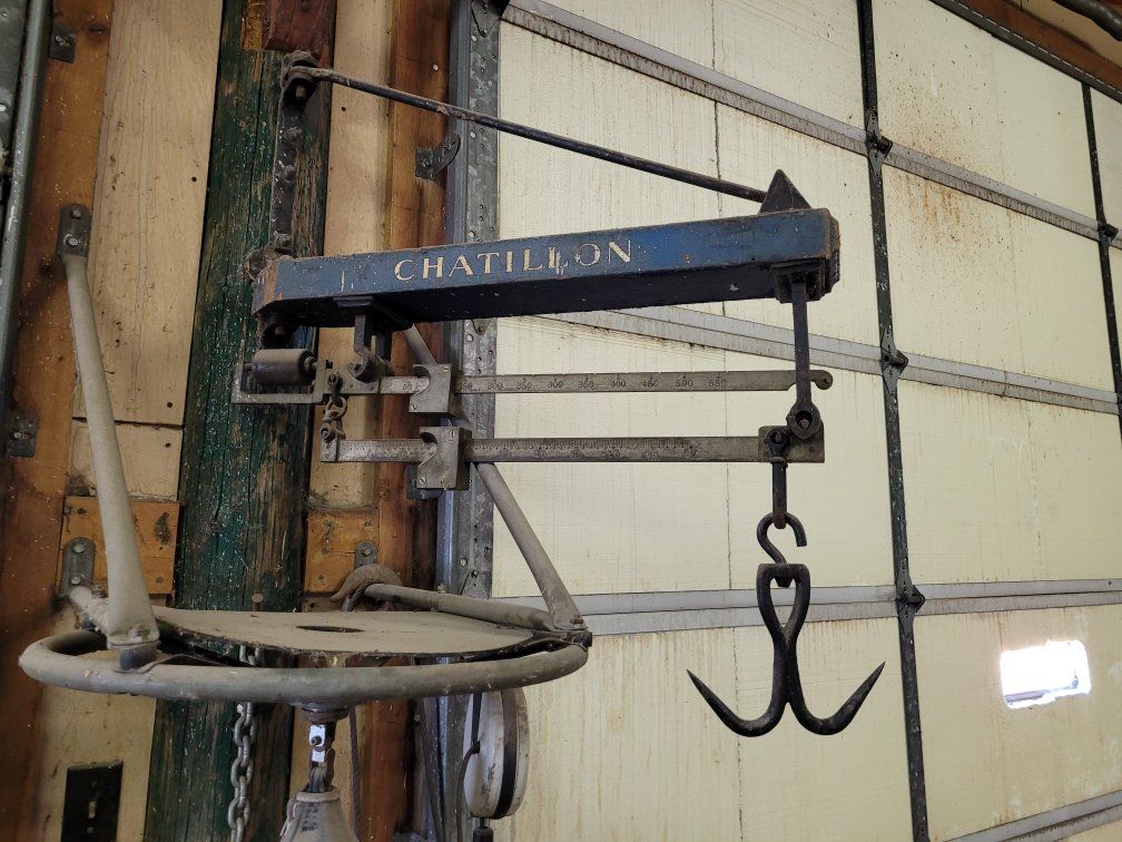 Antique Chatillon Industrial Hanging Scale with Hook and Platform - Heavy Duty Industrial Tool