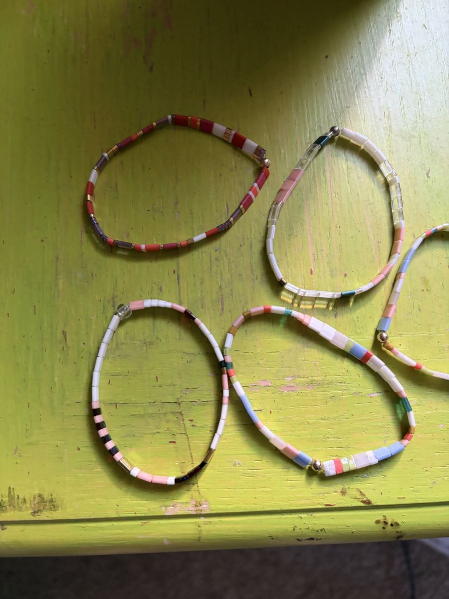 Handmade Multi-Color Beaded Bracelets - Set of 4, Vibrant Colors, Everyday Wear