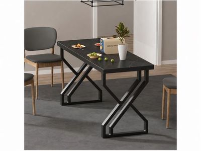 Black Marble Finish, Wood Tabletop and Heavy Duty Metal Legs (new in box)