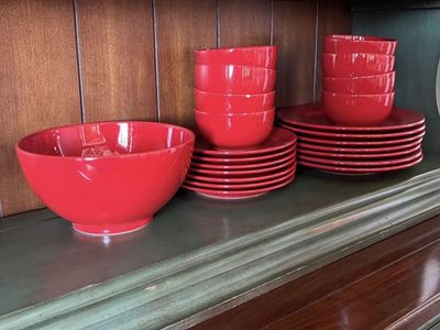 21 pc- Waechtersbach Germany Dinnerware Red Set
