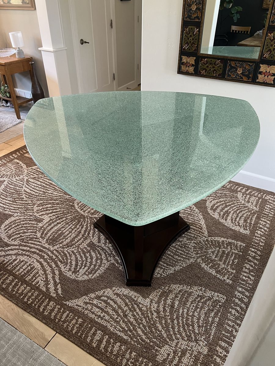Unique Glass Top Dining/Accent Table with Pedestal Base - Modern Design