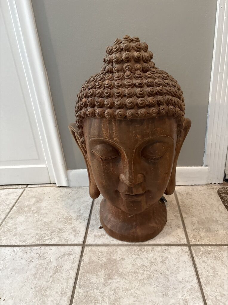 Large Solid Wood Budha Head
