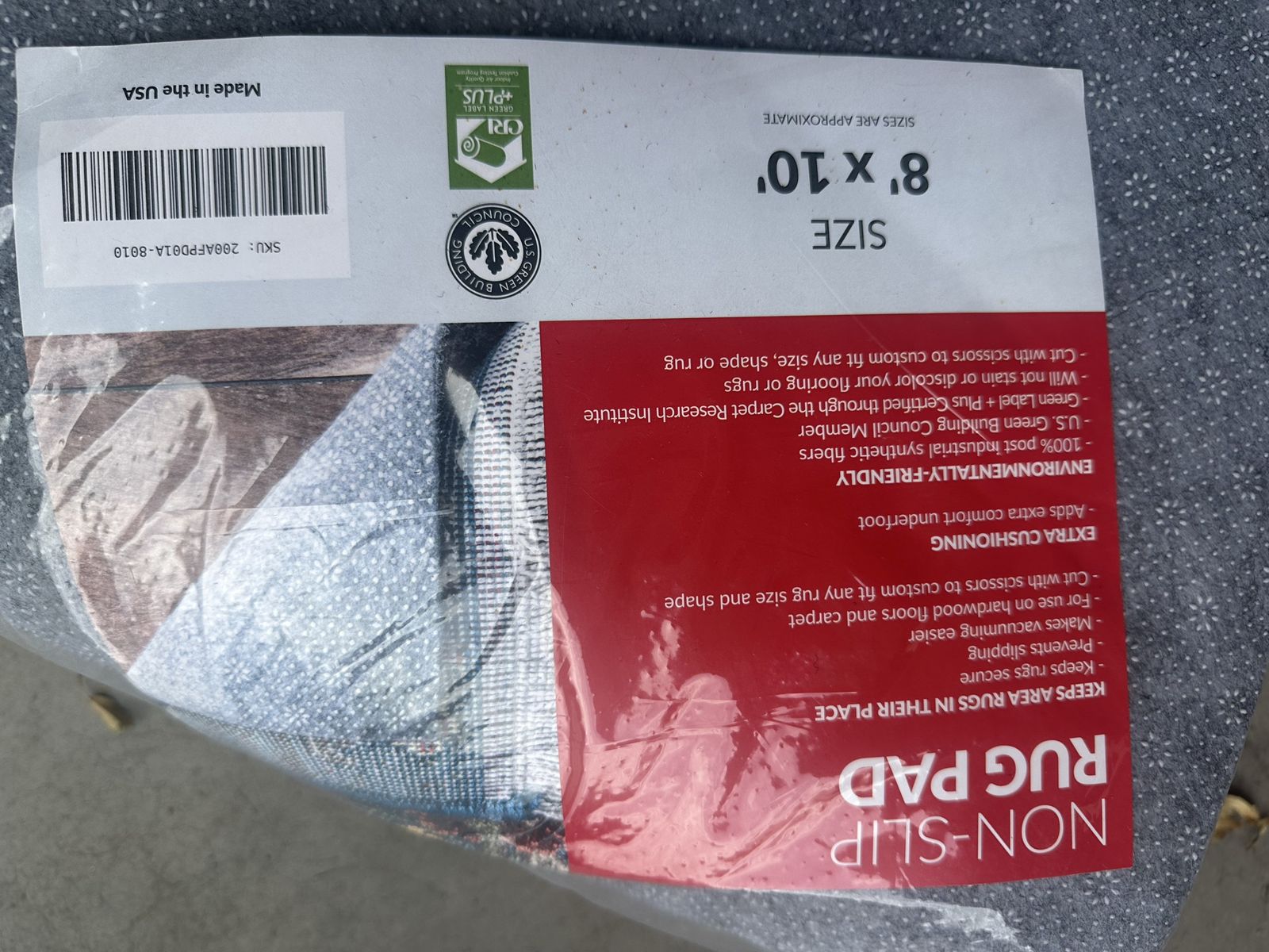 Non-Slip Rug Pad 8' x 10' - New in Package