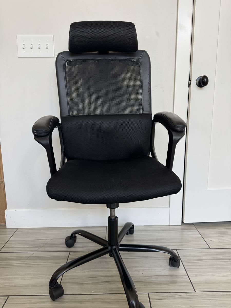 Black Ergonomic Office Chair with Mesh Back and Headrest