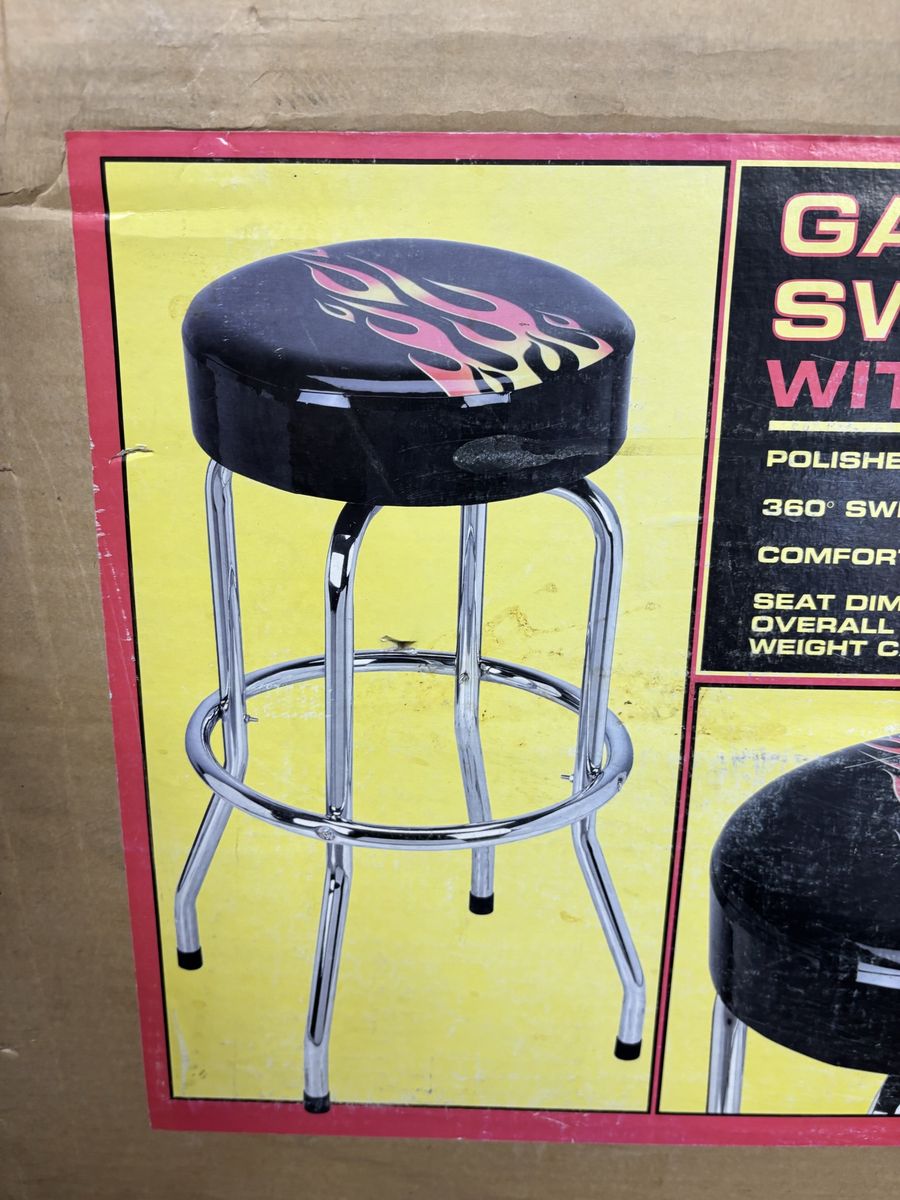 28.5" Swivel Bar Counter Shop Stool Flame Design New in box