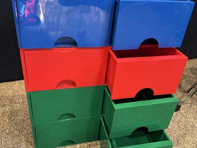 LEGO Brick Drawer Storage Box Set - Blue, Red, Green and Green Stackable Organizers