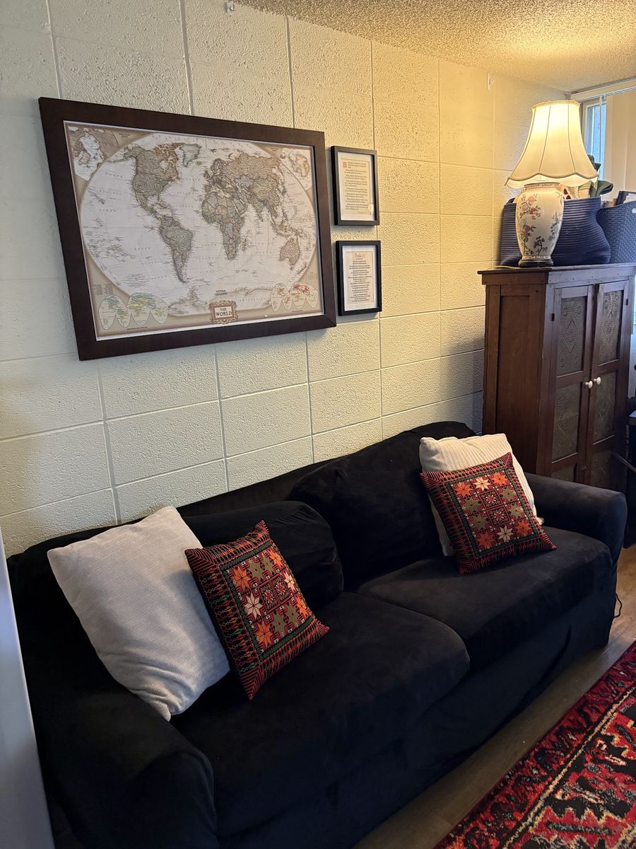 Black Velvet-Covered Couch + Extra Couch Cover!