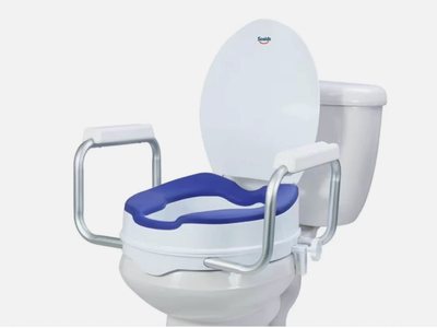 Soaids 5" Raised Toilet Seat with Handles Padded Cushion Round 300 lb Seniors